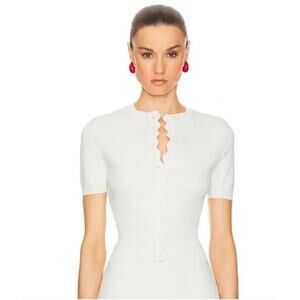 Helsa Elvira Cardigan Crop Button Down Top in Cream Womens XXS